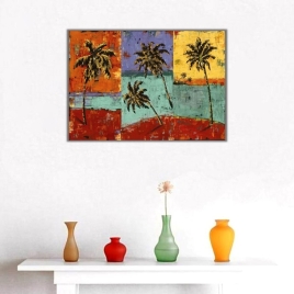 Renkler Arasında Palmiyeler Kanvas Tablo - 