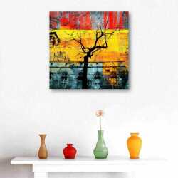 Renkler ve Siyah Ağaç Tablo - 
