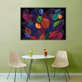 Renkler ve Yaprak Figürleri Kanvas Tablo - 
