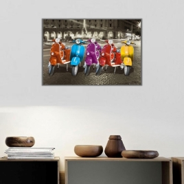 Renkli Mobilet Motorlar Kanvas Tablo - 