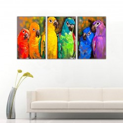 Renkli Papağanlar Kanvas Tablo - Thumbnail