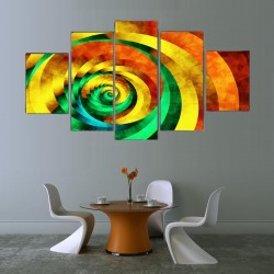 Renkli Spiral 5 Parçalı Kanvas Tablo - Thumbnail