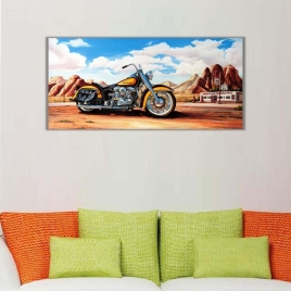 Retro Motorsiklet Panoramik Kanvas Tablo 1 - 