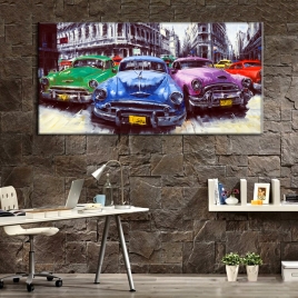 Retro Vintage Arabalar Kanvas Tablo - 