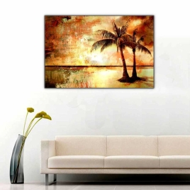 Sahilden Gün Batımı Manzarası Tablosu - 