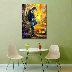 Saksafon Çalan Müzisyen Kanvas Tablo - 