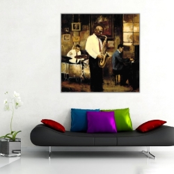 Saksafon ve Jazz Müzik Kanvas Tablo - 