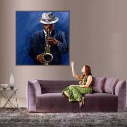 Saksafonist Adam Kanvas Tablo - 