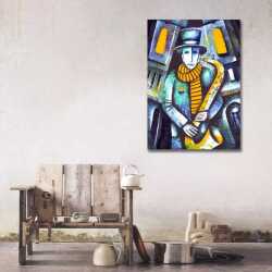 Saksafonist - Saksafoncu Kanvas Tablo - 