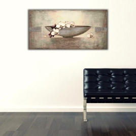 Saksı ve Çiçek Panoramik Kanvas Tablo - 