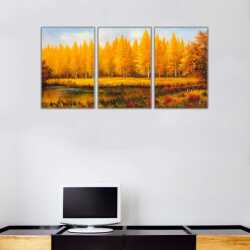 Sanatsal Tablo Sonbahar Manzarası Parçalı Kanvas Tablo 1 - 