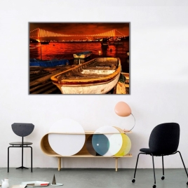 Sandal ve Boğaz Köprüsü Manzarası Kanvas Tablo - 