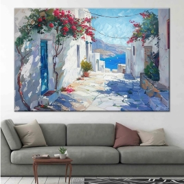 Santorini Adaları Kanvas Tablo - 