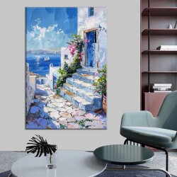 Santorini Evleri Kanvas Tablo - 