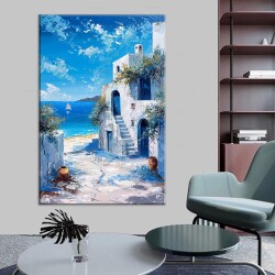 Santorini Sokakları Kanvas Tablo - 