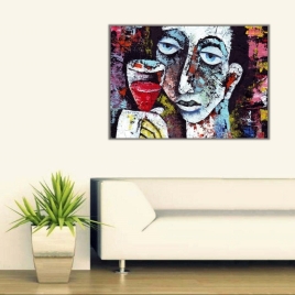 Şarap ve Kadın Kanvas Tablo - 