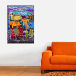 Şehir ve Renkli Apartmanlar Kanvas Tablo - 