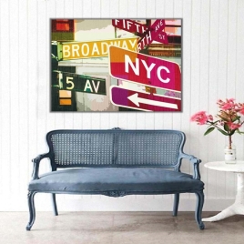 Şehir ve Tabelalar 1 Kanvas Tablo - 