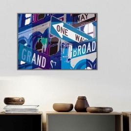 Şehir ve Tabelalar Kanvas Tablo - 