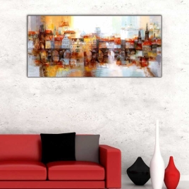 Şehrin Yansıması Panoramik Kanvas Tablo - 