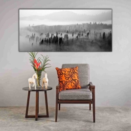 Sisler ve Gri Orman Panoramik Kanvas Tablo - 