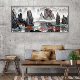 Sislerle Kaplanan Orman Panoramik Kanvas Tablo - 