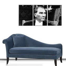 Siyah Beyaz Atatürk Kanvas Tablo - Thumbnail