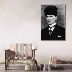 Siyah Beyaz Atatürk Tablosu - Thumbnail