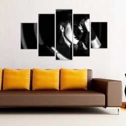 Siyah Beyaz Kadın Portre Kanvas Tablo - 