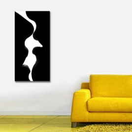 Siyah Beyaz Soyut Panoramik Tablo - 