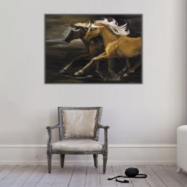 Siyah ve Beyaz At Kanvas Tablo - 