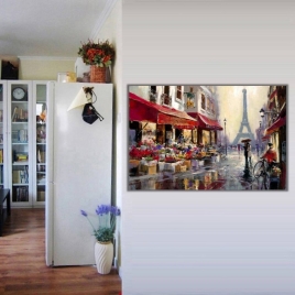 Sokak ve Eyfel Kulesi Kanvas Tablo - 