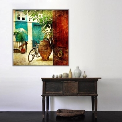 Sokaktaki Bisiklet Kanvas Tablo - 