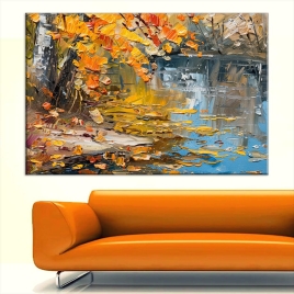 Sonbahar Manzarası Kanvas Tablo - 