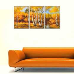 Sonbahar Manzarsı ve Akarsu Parçalı Kanvas Tablo 1 - 