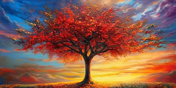 Sonbahar ve Günbatımı Kanvas Tablo - 2