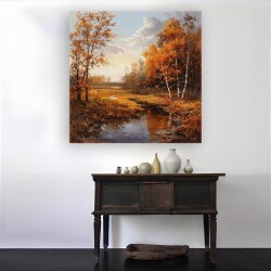 Sonbahar ve Nehir Kanvas Tablo - 