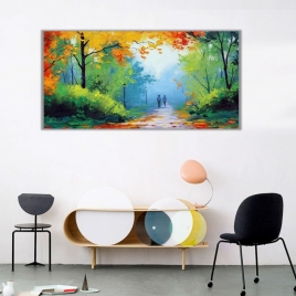 Sonbahar Yürüyüşü Panoramik Kanvas Tablo - 