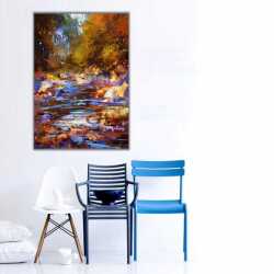 Sonbaharda Kahverengi Nehir Kanvas Tablo - 