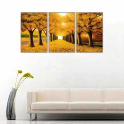 Sonbaharda Yürüyüş Yolu Parçalı Kanvas Tablo - 