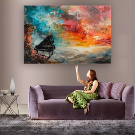 Piyano Yağlıboya Kanvas Tablo - 