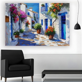Sontorini Yunan Adaları Kanvas Tablo 2 - 