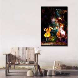 Soyut Çellistler Kanvas Tablo - 