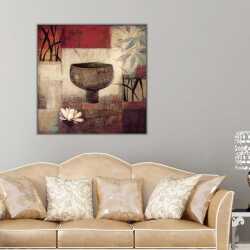 Soyut Çiçekler ve Vazo Kanvas Tablo 1 - 