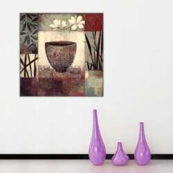 Soyut Çiçekler ve Vazo Kanvas Tablo - 