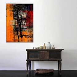 Soyut Renkler Üzerine Ağaç Dalları Kanvas Tablo 1 - 
