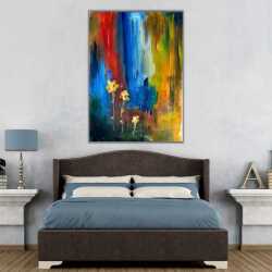 Soyut Renkler Üzerine Çiçekler Kanvas Tablo - 