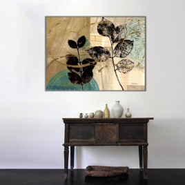 Soyut Renkler Üzerine Yapraklar Kanvas Tablo - 