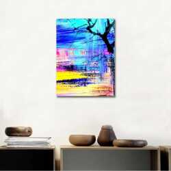 Soyut Renkler ve Ağaçlar Kanvas Tablo - 