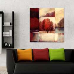 Soyut Renkler ve Kolaj Ağaçlar Kanvas Tablo - 